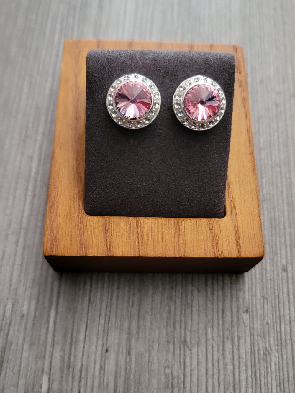 Brand New Pink Crystal Halo Stud Earrings - Elegant Women's Jewelry